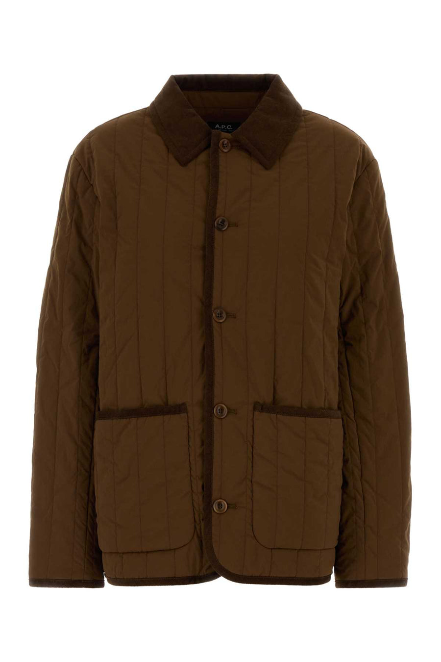 A.P.C. Leone Exterior: 96% Nylon 4% Elastane; Lining: 100% Nylon jacket in brown