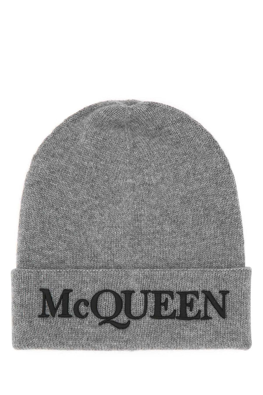 Alexander McQueen CUFFIA 100% Cashmere beanie in gray