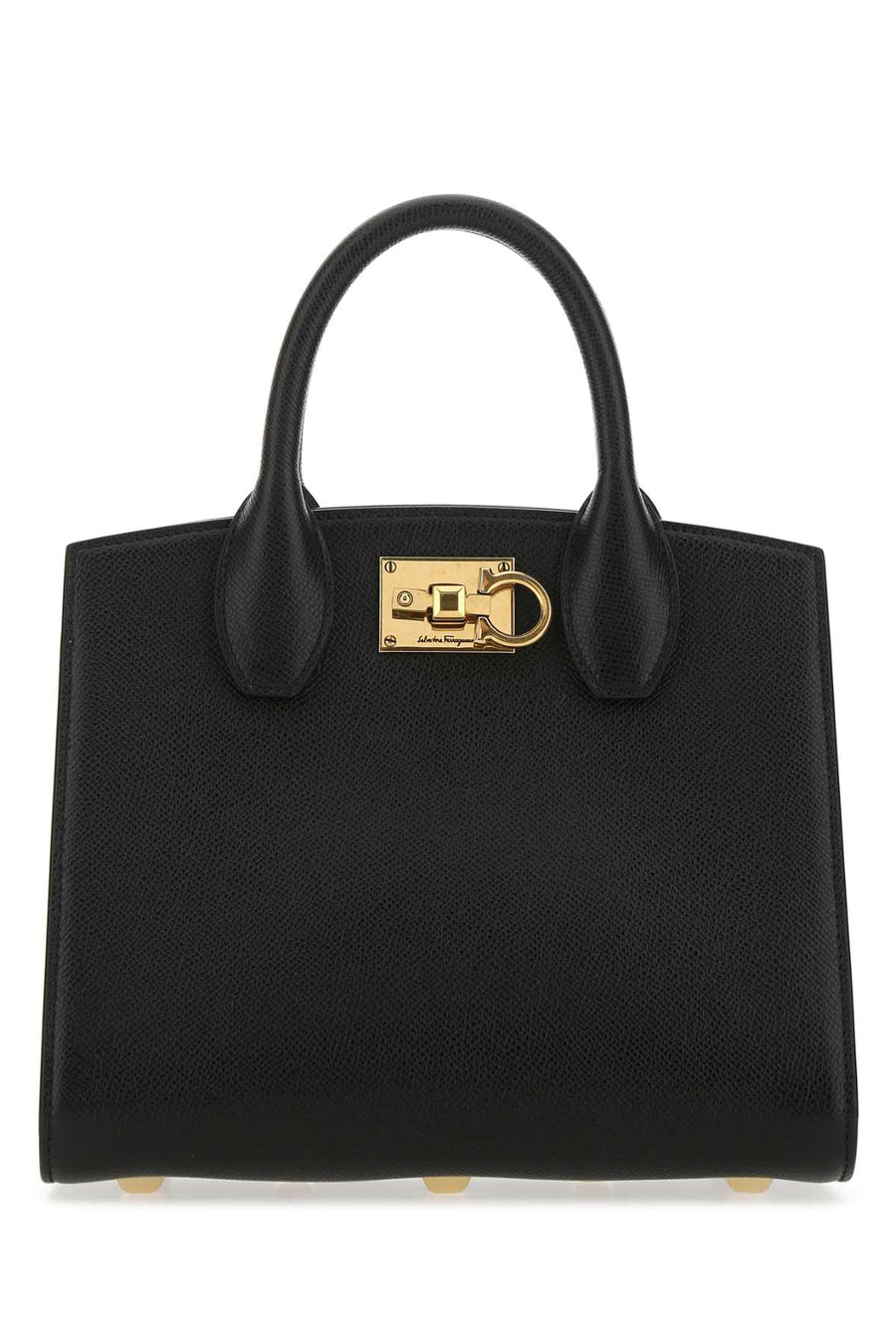 Ferragamo Exterior: 100% Leather top handle bag in black