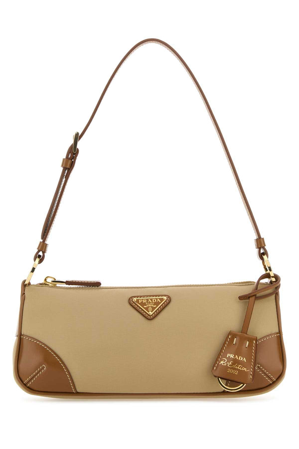 Prada 100% recycled polyamide shoulder bag in beige