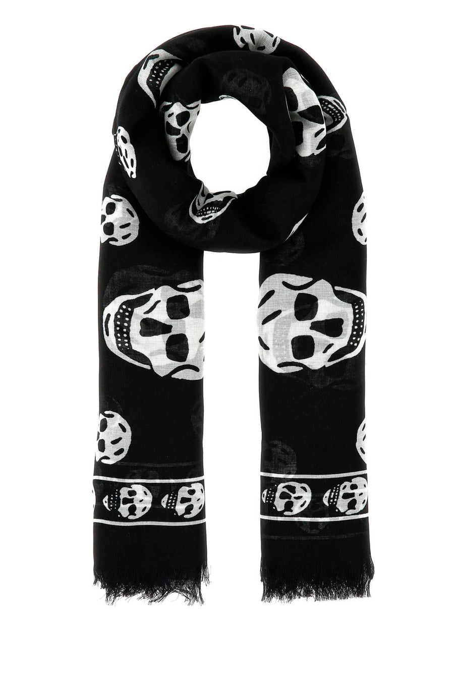 Alexander McQueen Skull Silk chiffon scarf in black