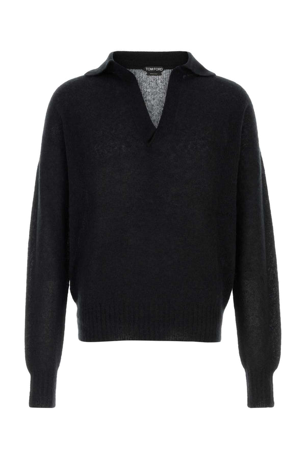 Tom Ford Cashmere 74% Cashmere polo shirt in black