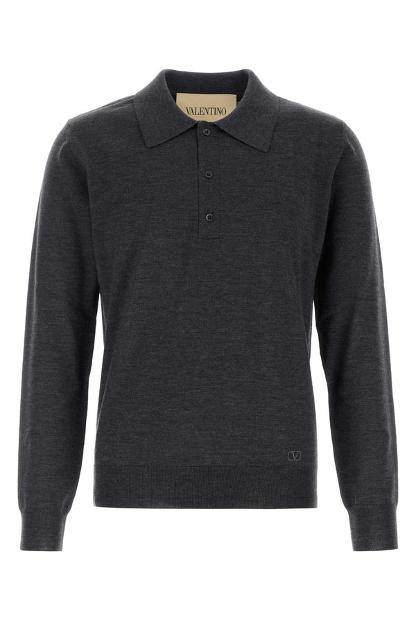 Valentino Garavani Maglia Wool 100% polo shirt in gray