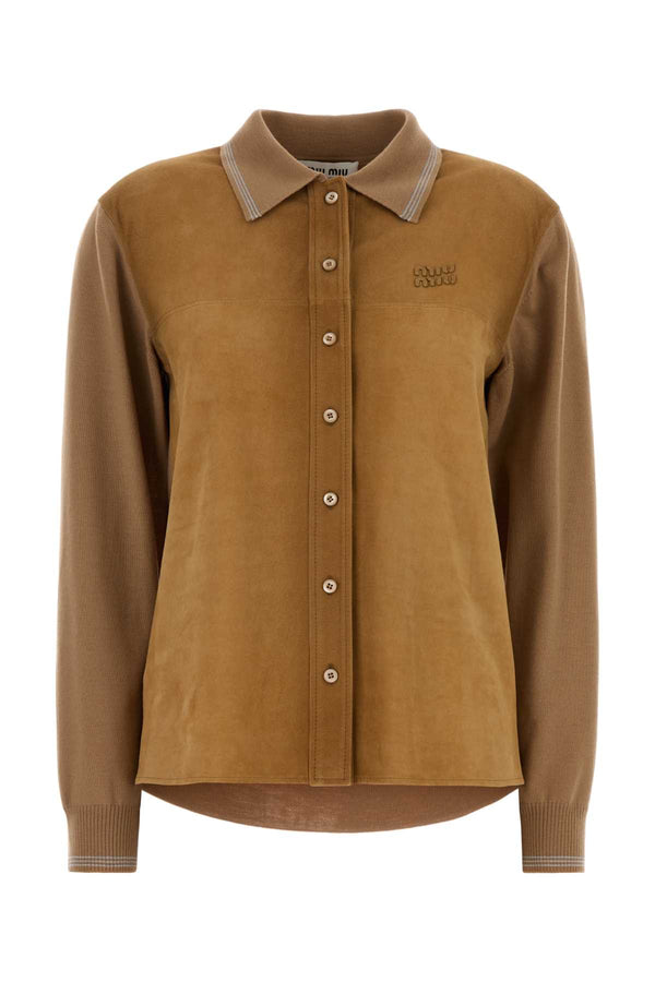 Miu Miu 100% Virgin wool cardigan in camel