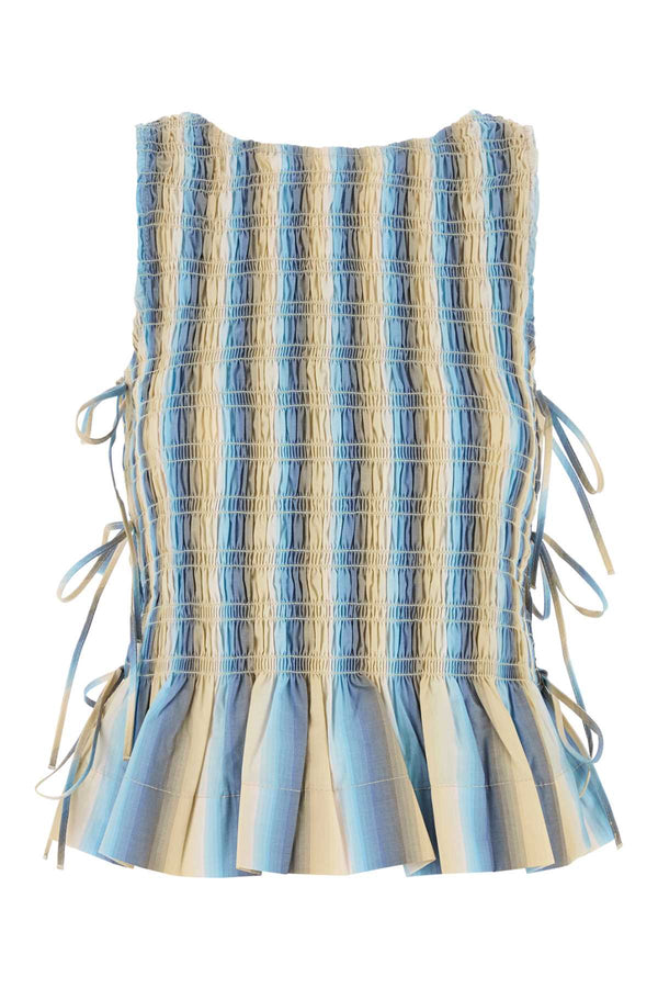 Ganni 100% Cotton tank top in blue