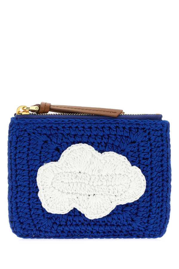 Miu Miu Exterior: 100% Fabric; Finishing: Golden metal card case in blue