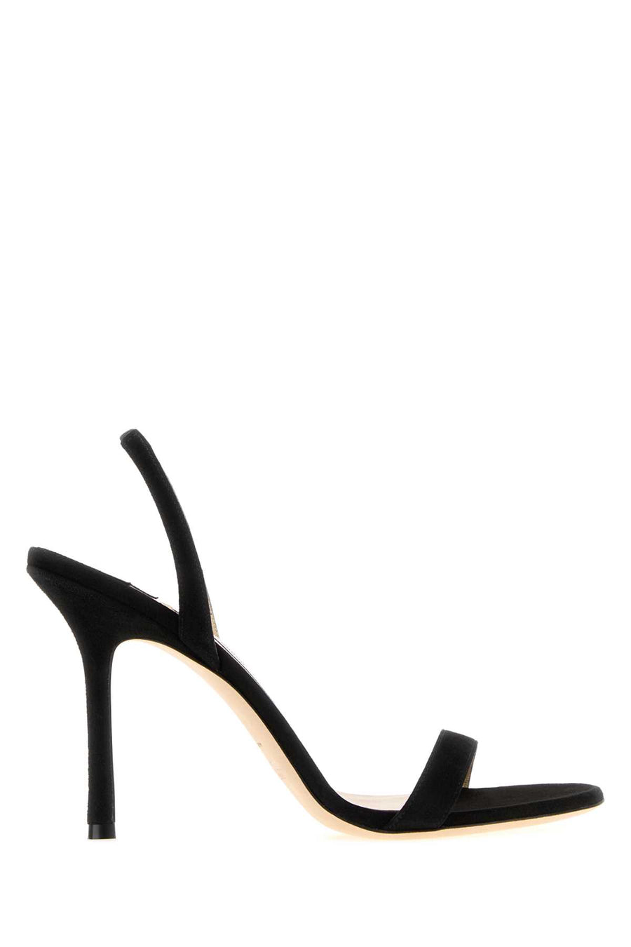 Jimmy Choo Exterior: 100% Suede; Interior: 100% Leather; Sole: Leather sandal in black