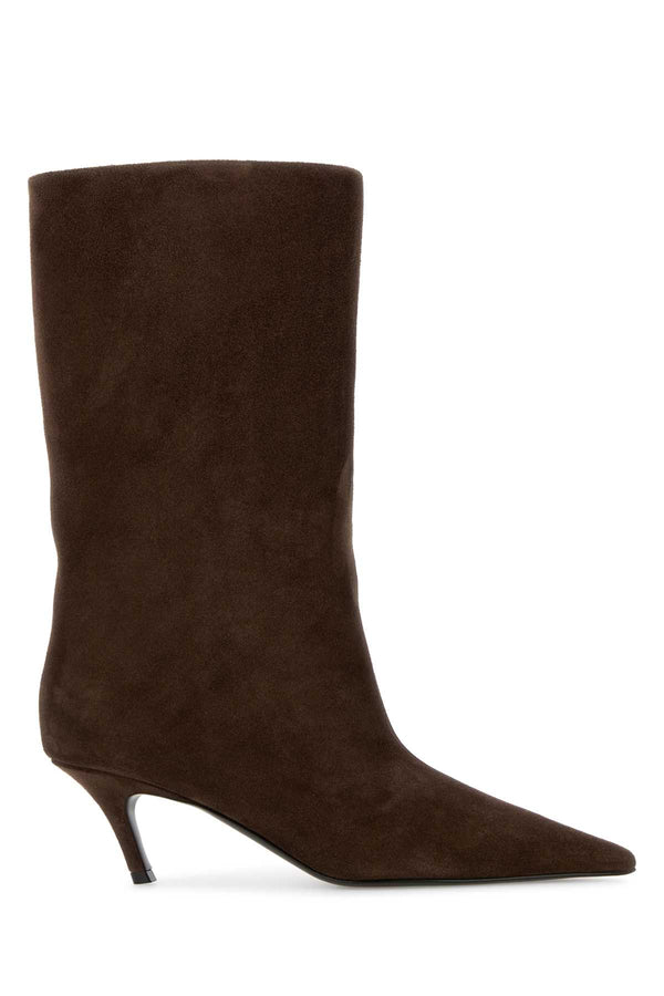 Amina Muaddi Boot Exterior: 100% Suede boot in brown