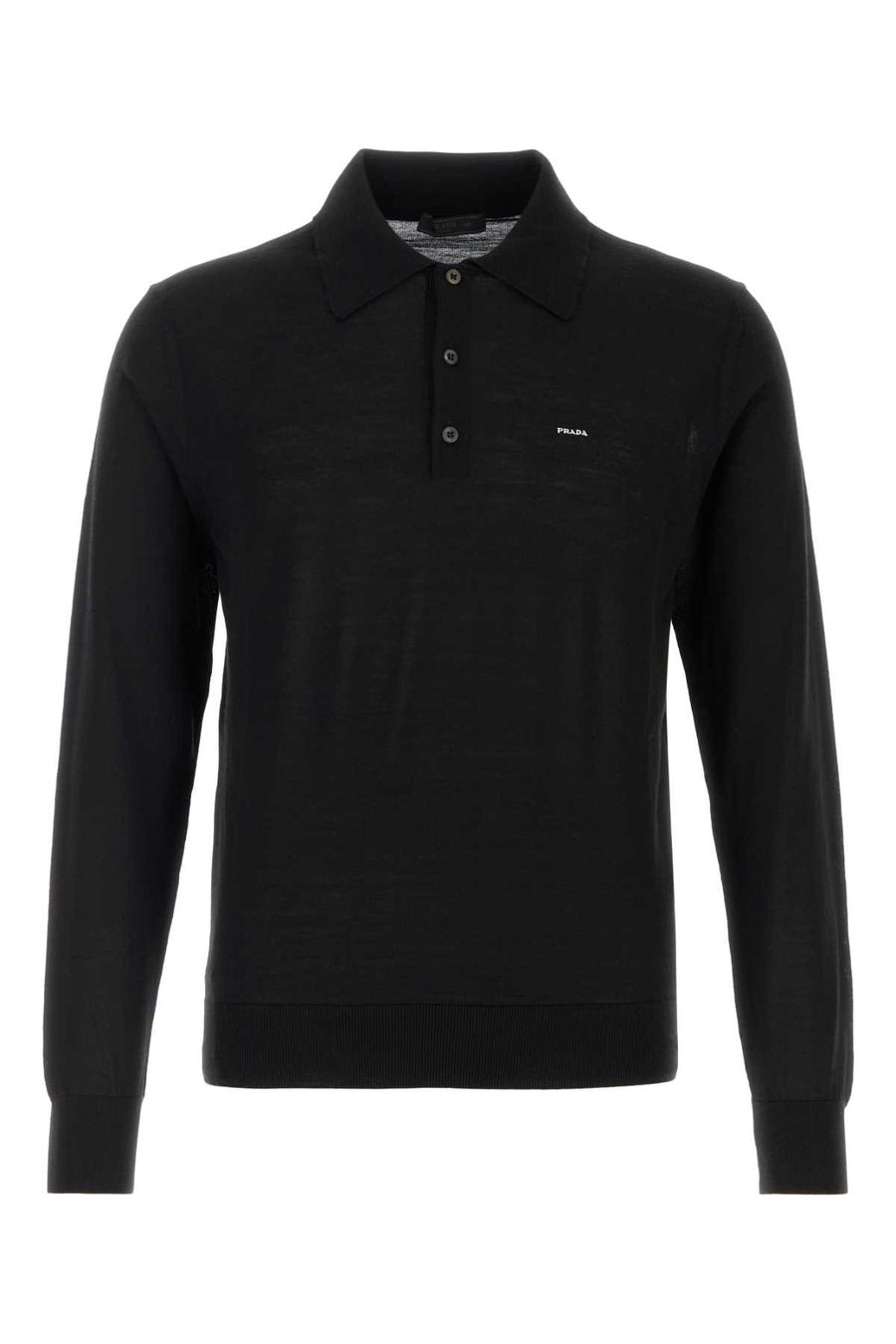 Prada 100% Virgin wool polo shirt in black