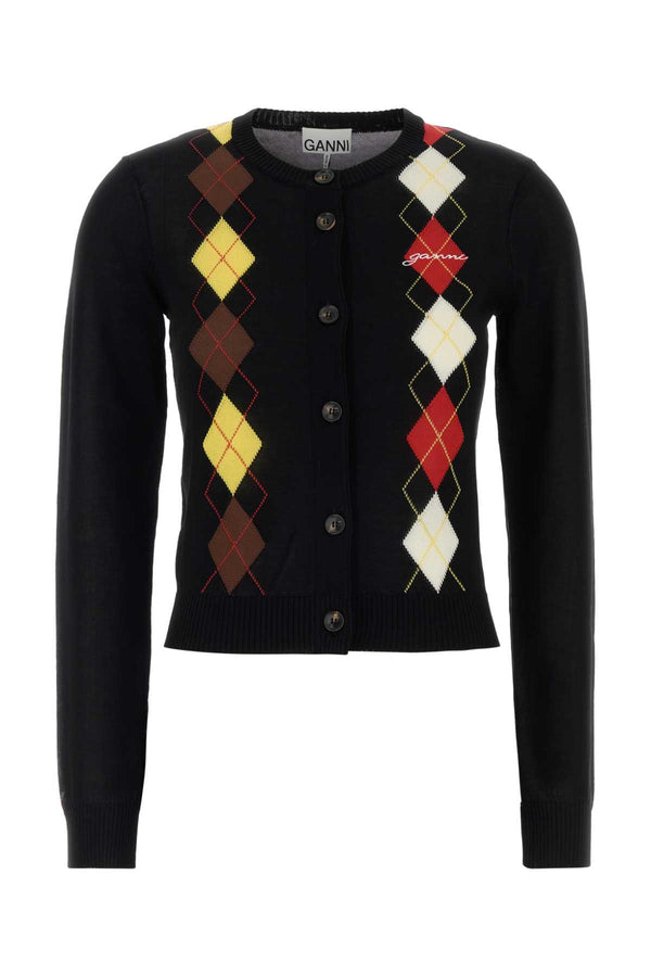 Ganni Cotton 100% Organic cotton cardigan in black
