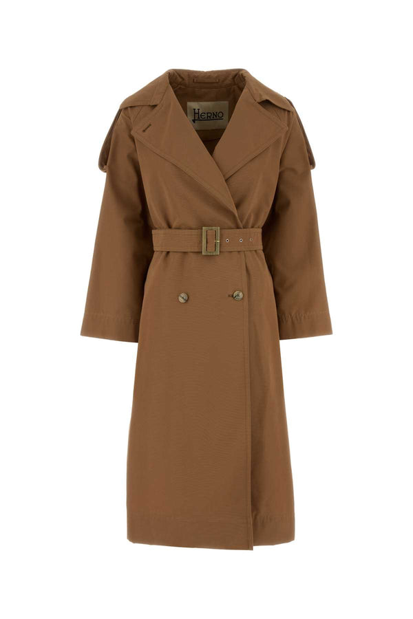 Herno Lungo 59% Cotton 41% Polyester trench coat in brown