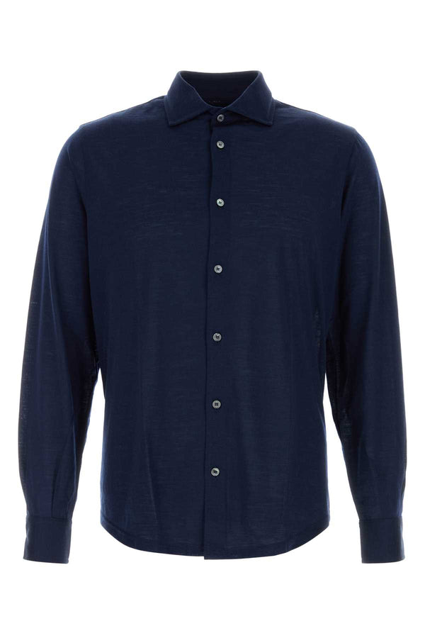 Fedeli Thomas 100% Wool shirt in navy