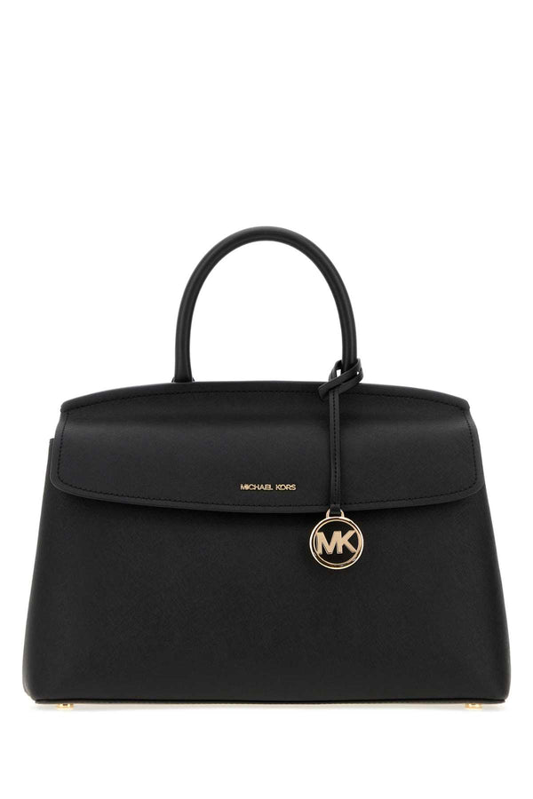 Michael By Michael Kors Satchel Exterior: 100% Leather; Lining: 100% Fabric; Finishing: Golden metal top handle bag in black