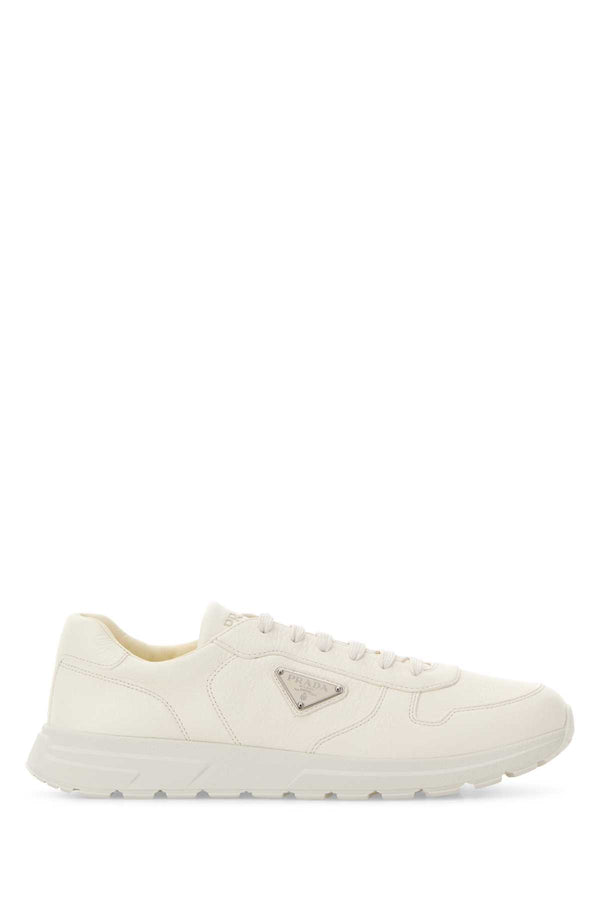 Prada Exterior: 100% Leather sneaker in white