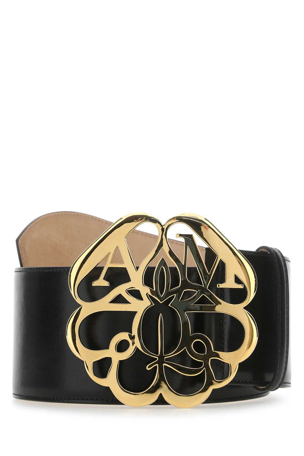 Alexander McQueen Exterior: 100% Leather belt in black
