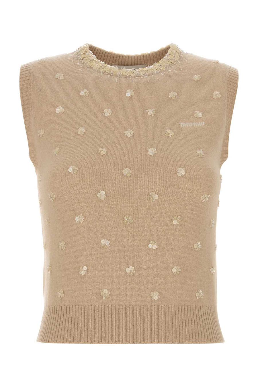 Miu Miu 100% Cashmere tank top in beige