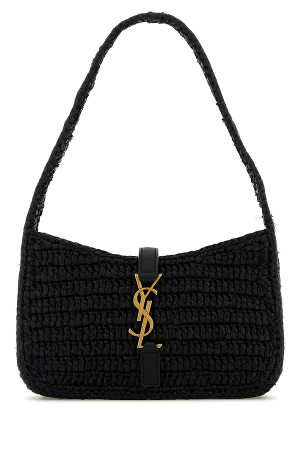 Saint Laurent Hobo Exterior: 100% Raffia shoulder bag in black