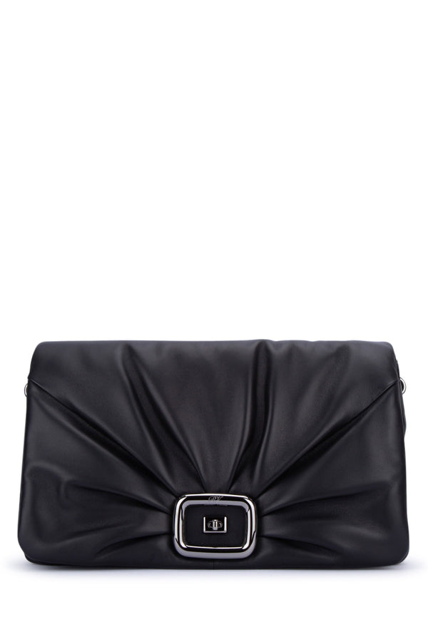 Roger Vivier Napa leather clutch in black