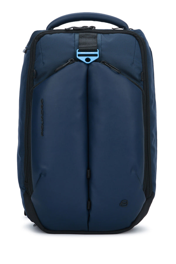Piquadro Porta Tessuto e materiale (mixed textile and nylon) backpack in navy
