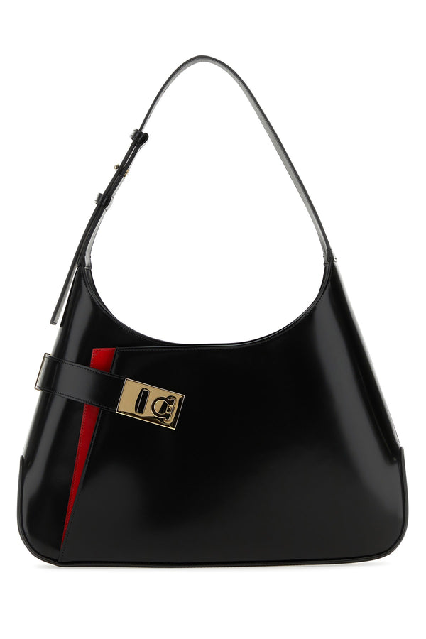 Ferragamo Neroflamered Leather shoulder bag in black