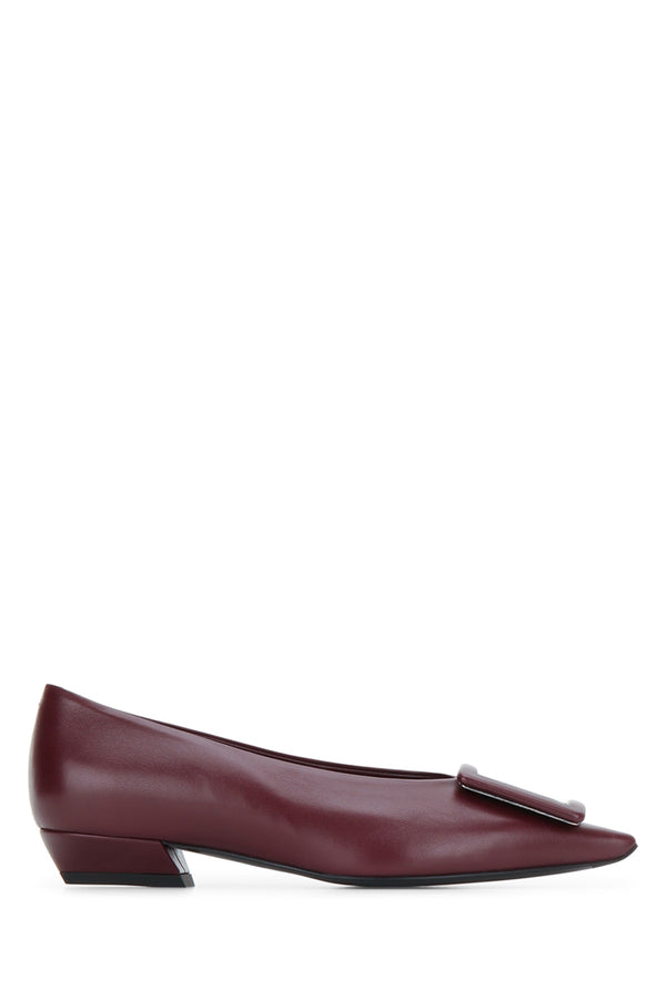 Roger Vivier Covered Leather heel in burgundy