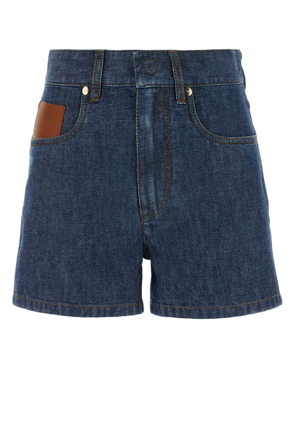 Fendi 100% Cotton denim shorts in navy