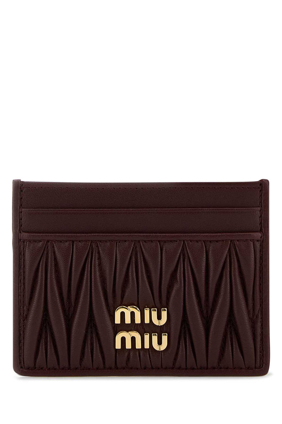 Miu Miu 100% Agnello card case in burgundy
