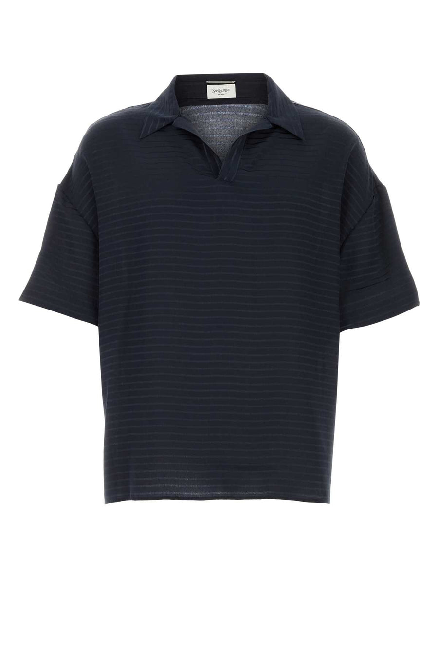 Saint Laurent Encolure 100% Silk polo shirt in navy