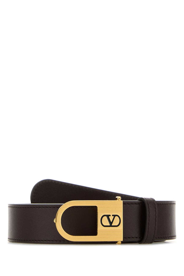 Valentino Garavani Vlogo Exterior: 100% Calf; Finishing: Golden metal belt in brown