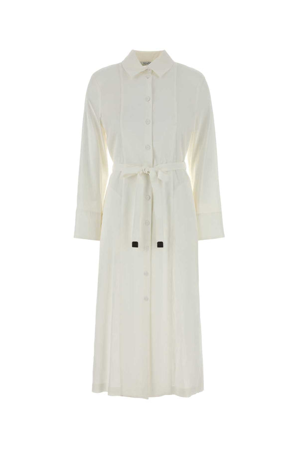 Max Mara 62% Linen shirt dress in white