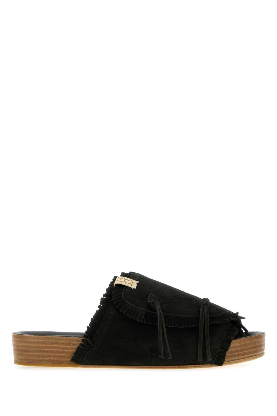 Visvim Exterior: 100% Suede; Interior: 100% Leather; Sole: Leather and Rubber sandal in black