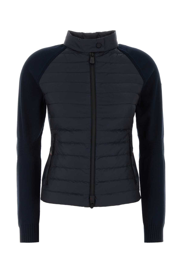 Moncler Grenoble Collar: 100% Polyamide/Nylon; Outer Front: 100% Polyamide/Nylon; Base Fabric: 67% Viscose + 33% Polyester down jacket in navy