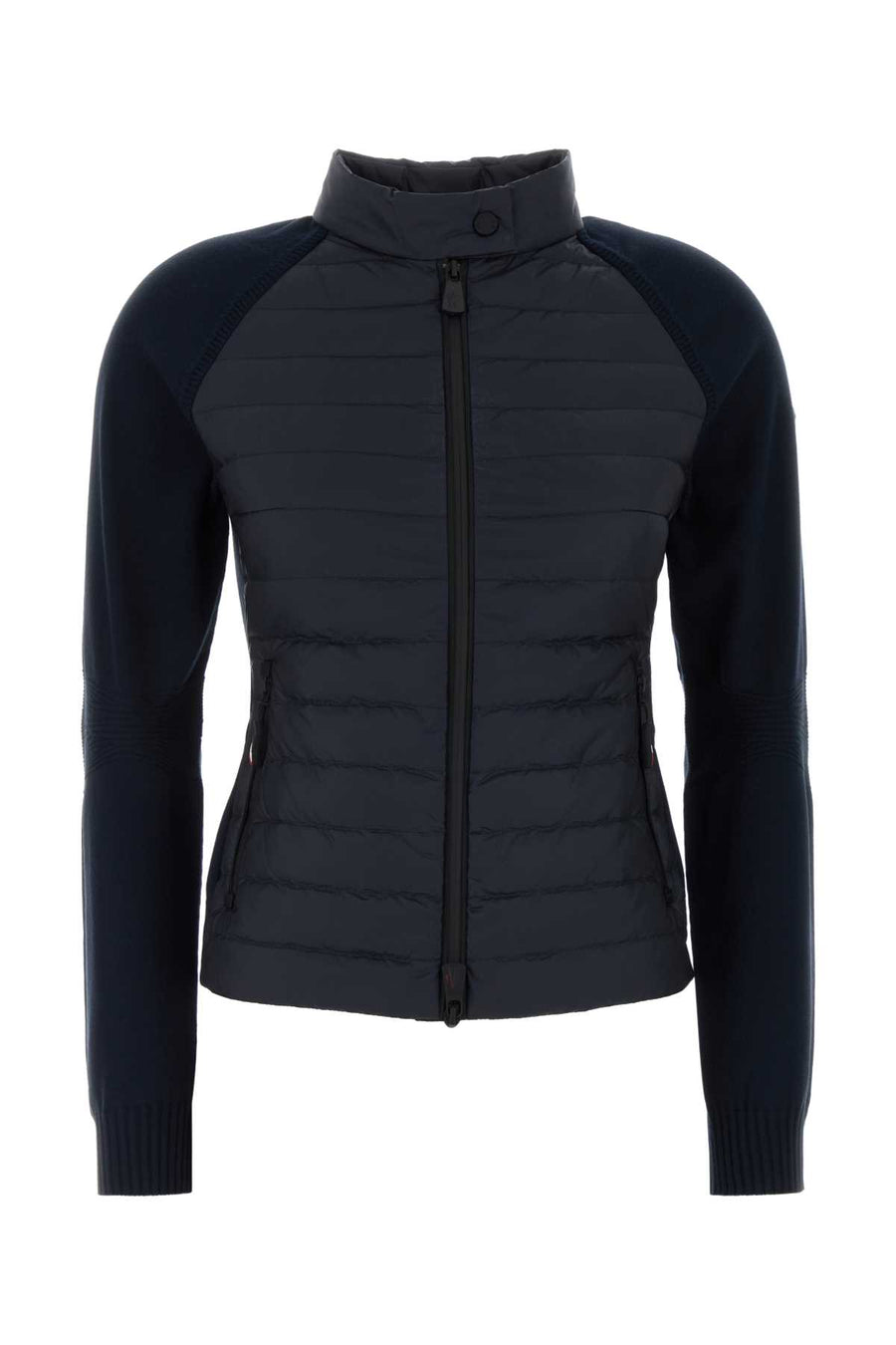 Moncler Grenoble Collar: 100% Polyamide/Nylon; Outer Front: 100% Polyamide/Nylon; Base Fabric: 67% Viscose + 33% Polyester down jacket in navy
