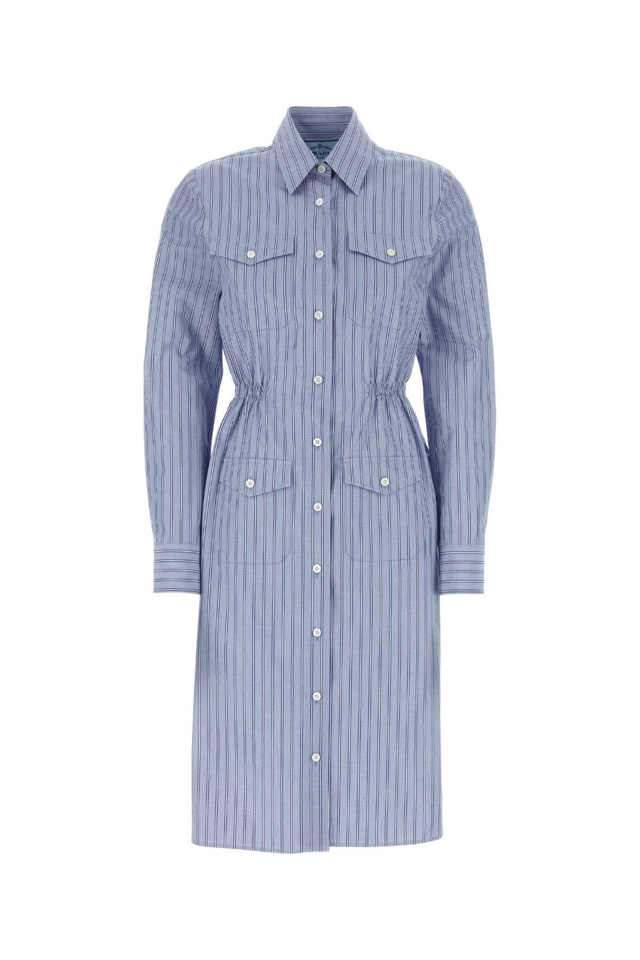 Prada 100% Cotton shirt dress in blue