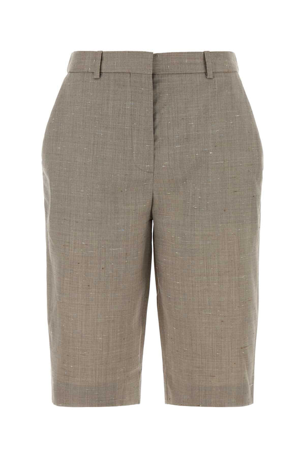 Loulou De Saison Beigemelange 92% Wool bermuda shorts in beige
