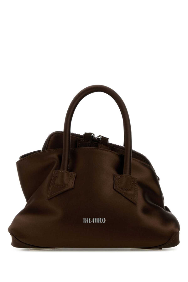 The Attico Exterior: 100% Fabric; Lining: 100% Fabric; Finishing: Silver metal top handle bag in brown