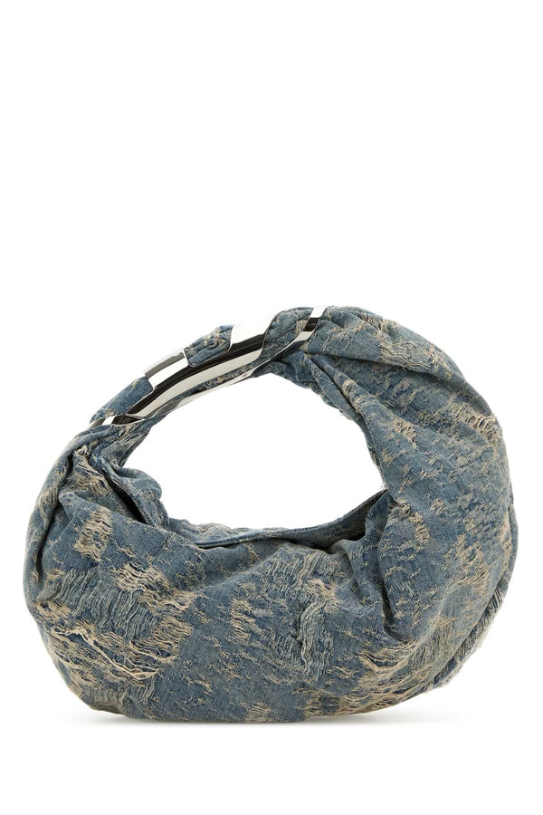 Diesel Hobo Exterior: 100% Fabric; Lining: 100% Fabric; Finishing: Silver metal hobo bag in blue