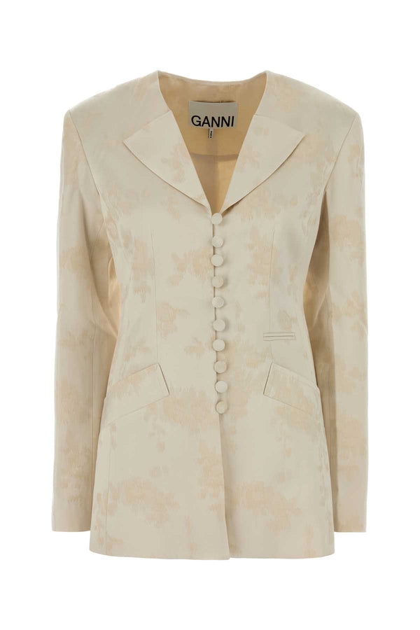 Ganni Jacquard 51% Cotton blazer in white