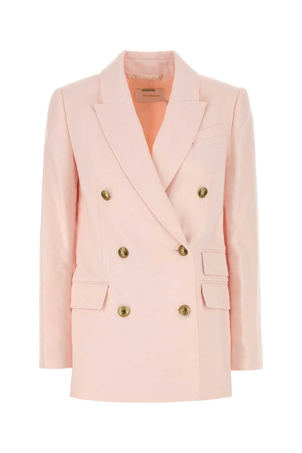 Zimmermann Double Exterior: 100% Linen; Lining: 75% Viscose 25% Silk blazer in pink