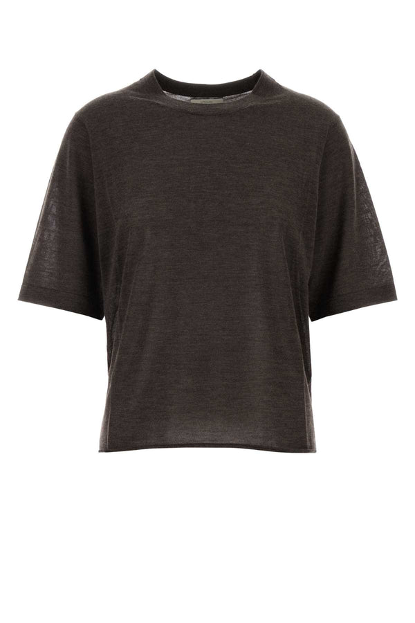 Loulou De Saison Fine 100% Cashmere t-shirt in brown
