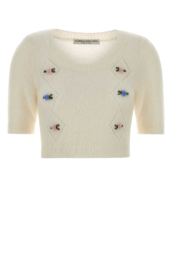 Alessandra Rich Mohair 50% Mohair 32% Nylon 18% Wool sweater in white