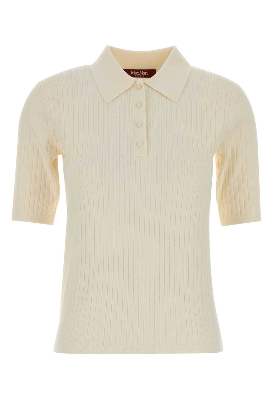 Mm Studio 72% Viscose 28% Polyester polo shirt in ivory