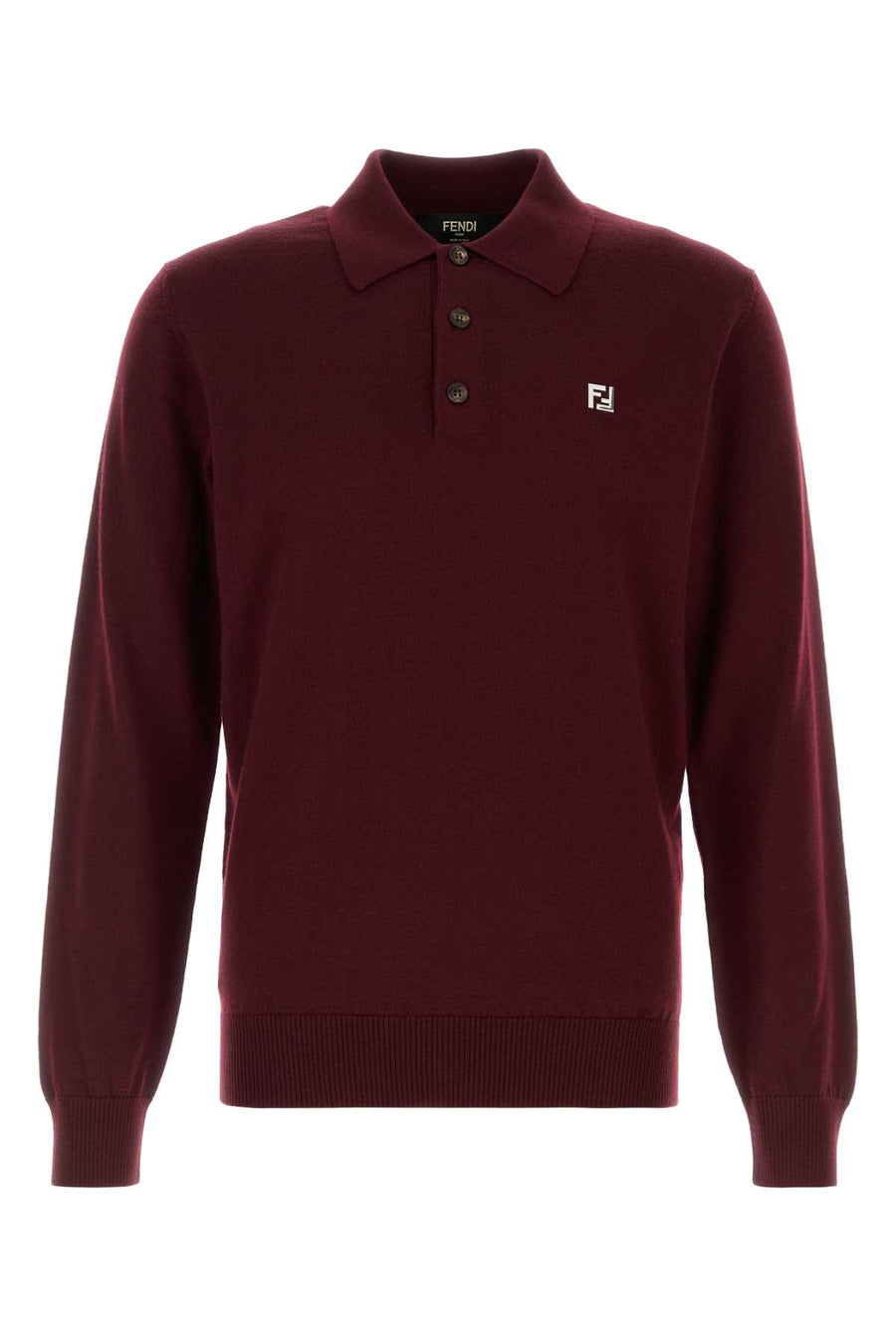 Fendi 98% Virgin wool polo in burgundy