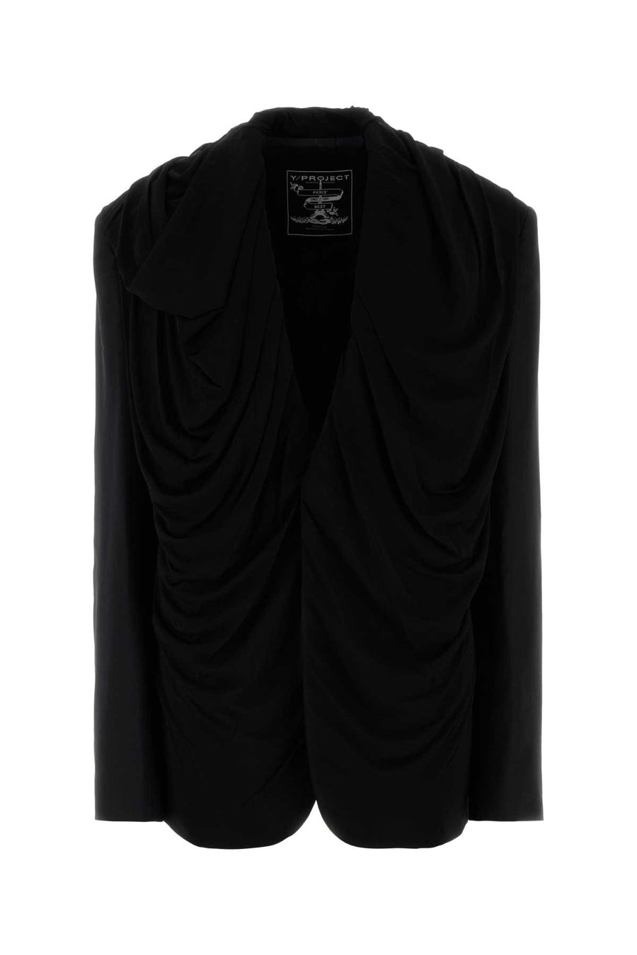 Y Project Hood Exterior: 53% Polyester 43% Wool 4% Elastane; Lining: 100% Viscose blazer in black