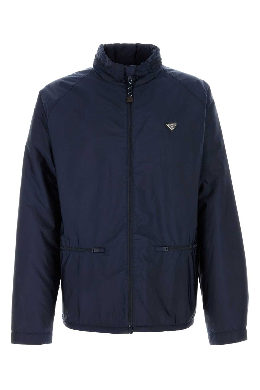 Prada Exterior: 100% Recycled nylon; Lining: 100% Polyester jacket in navy