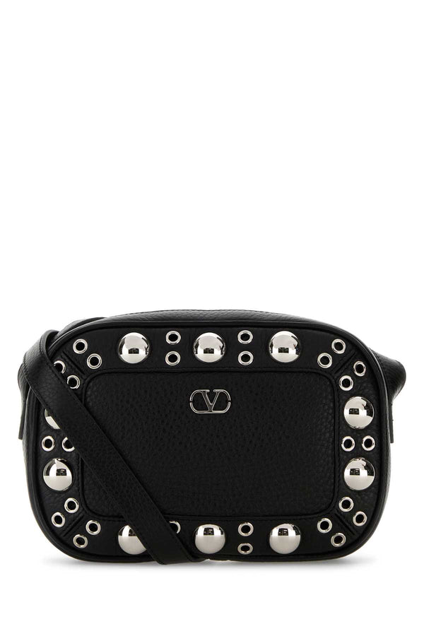 Valentino Garavani Body Exterior: 100% Leather; Lining: 100% Leather; Finishing: Silver metal crossbody bag in black