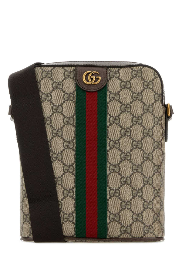 Gucci With Exterior: 100% Fabric; Lining: 100% Fabric; Finishing: Antiqued golden metal crossbody bag in beige