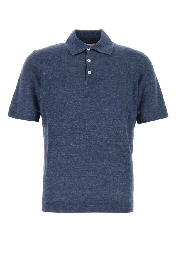 Brunello Cucinelli Sweater 77% Linen polo shirt in navy