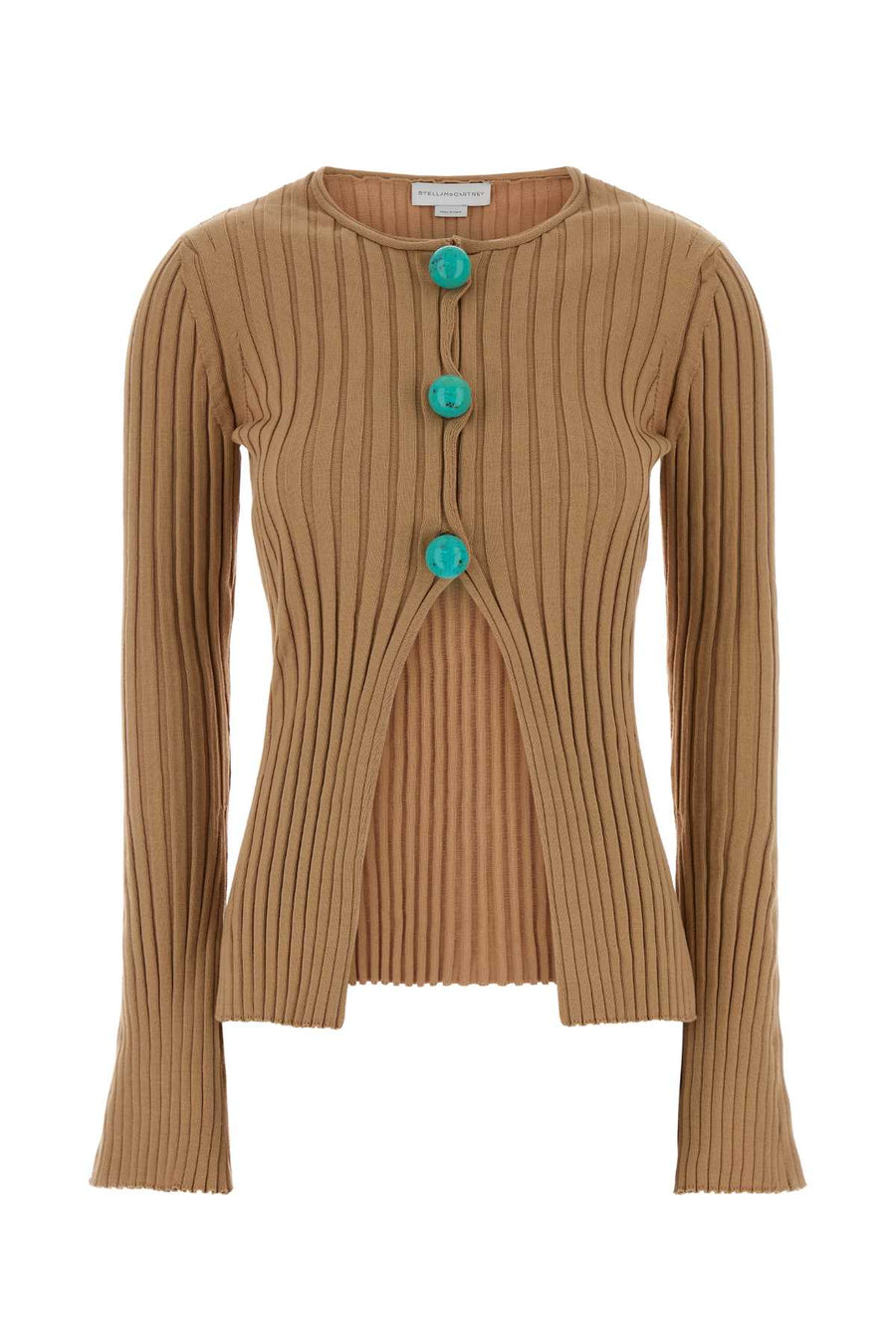 Stella McCartney Ribbed 100% Cotton cardigan in caramel