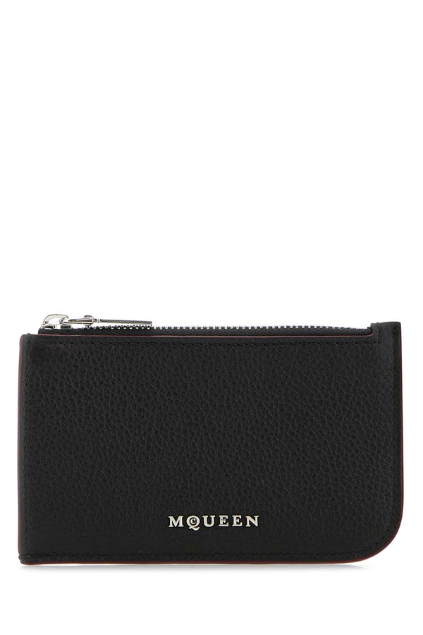 Alexander McQueen Card Exterior: 100% Leather; Finishing: Silver metal card case in black